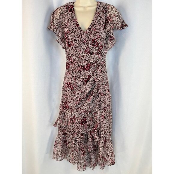 Shoshanna Maroon Gold Elnora Midi Dress $455 - Picture 4 of 14